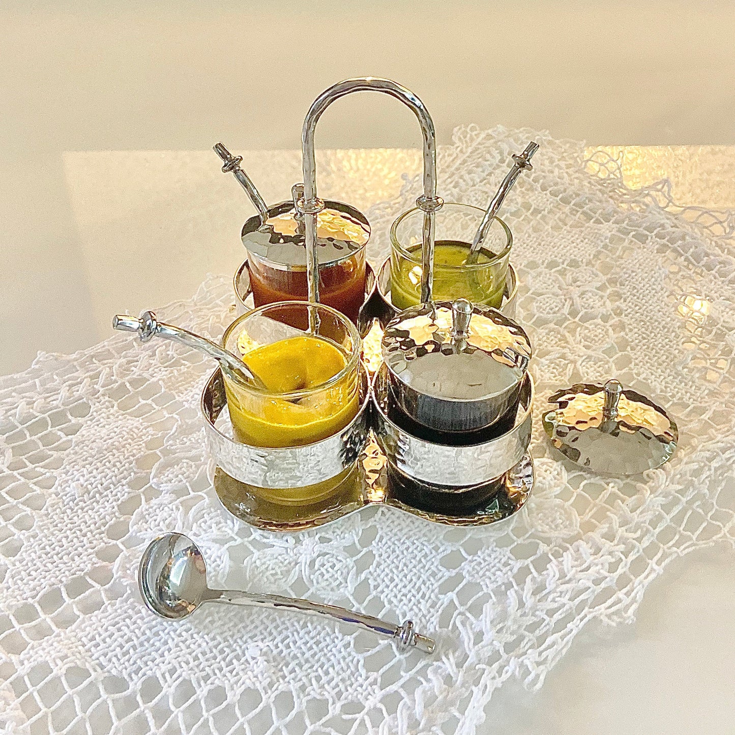 The Arc Condiment Caddy, Four Glass Jars