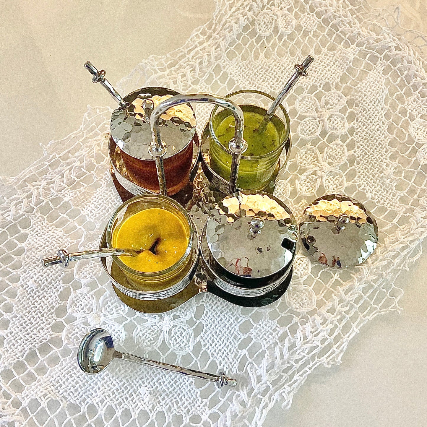 The Arc Condiment Caddy, Four Glass Jars