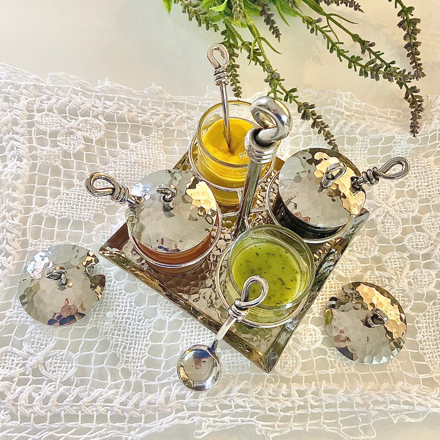 Royal Condiment Caddy, Four Glass Jars