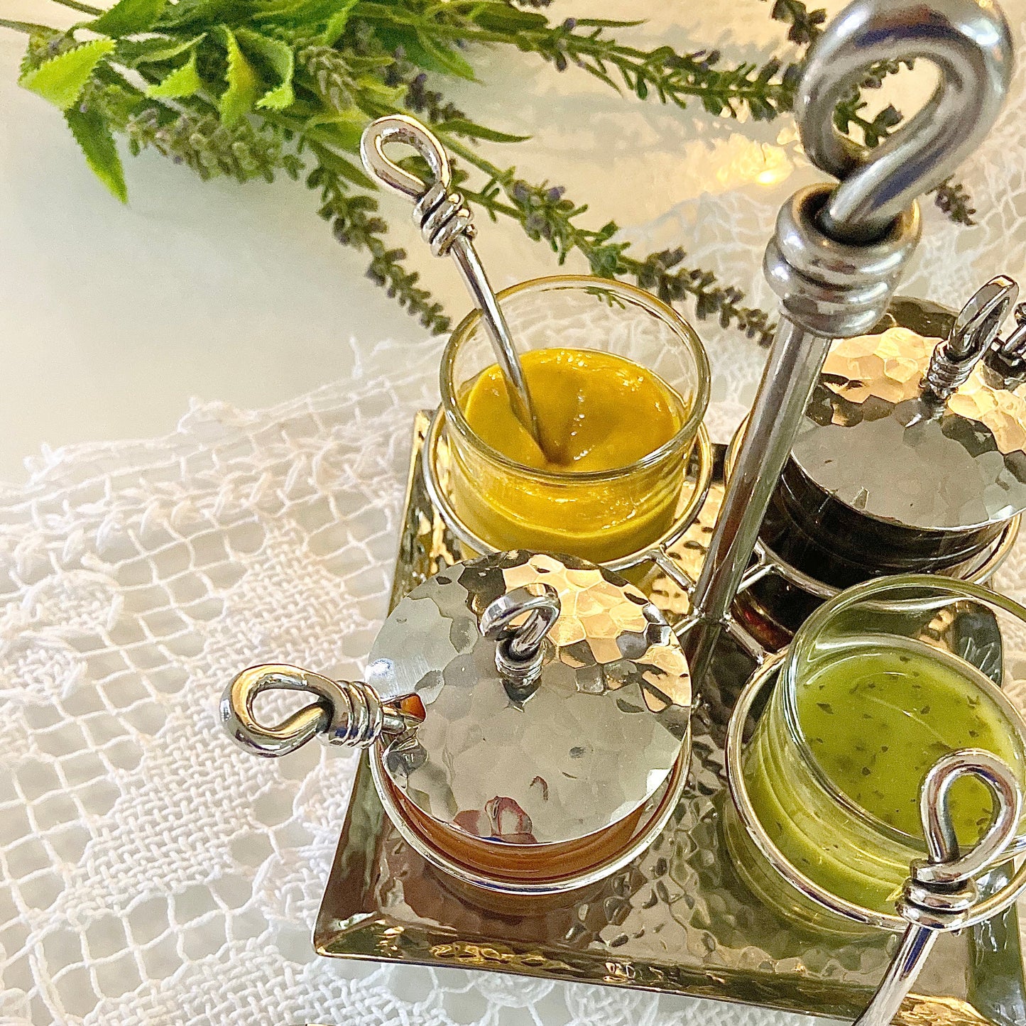 Royal Condiment Caddy, Four Glass Jars