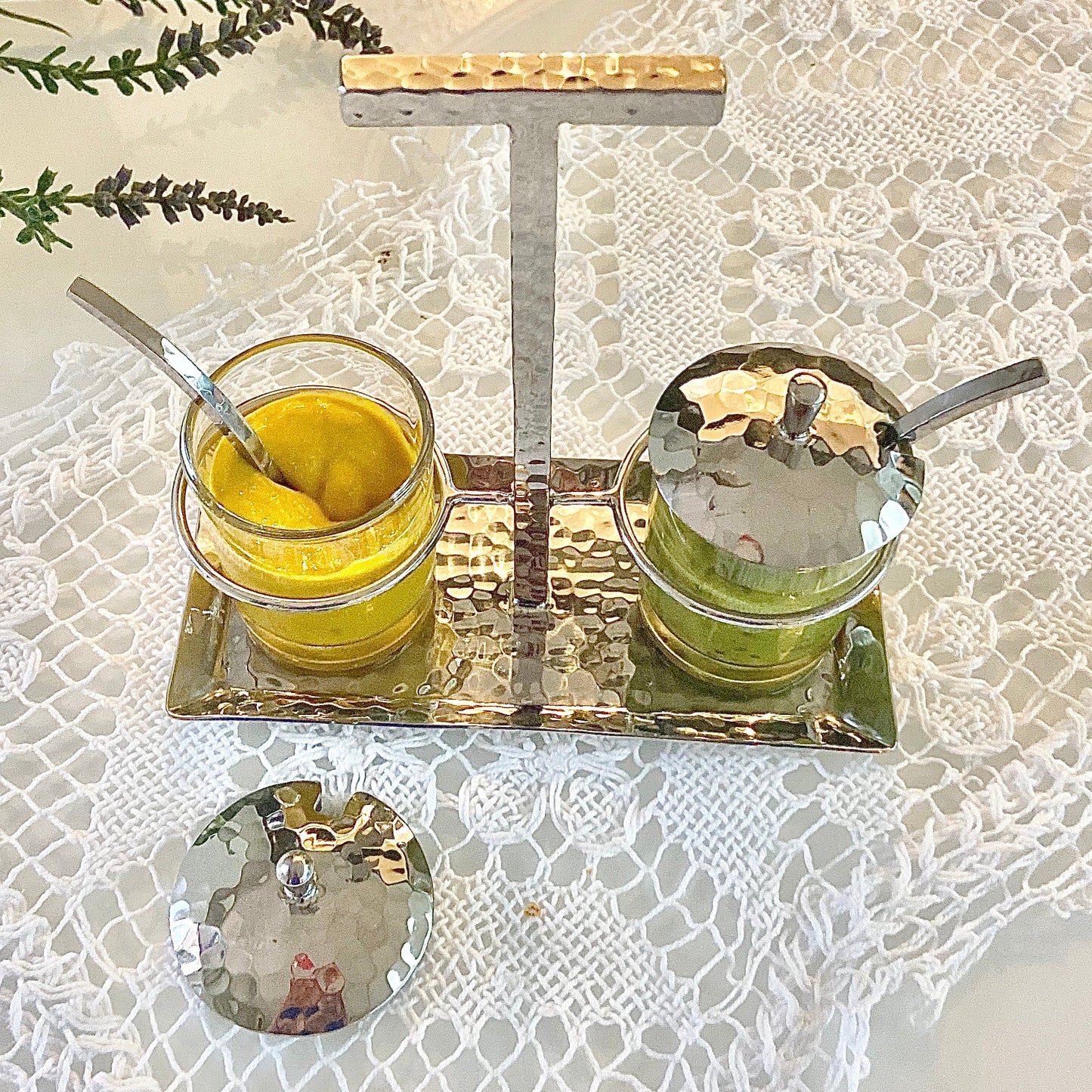 Sloane Condiment Caddy, Two Glass Jars