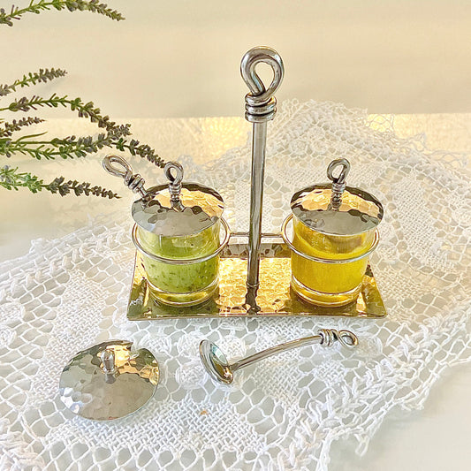 Royal Condiment Caddy, Two Glass Jars