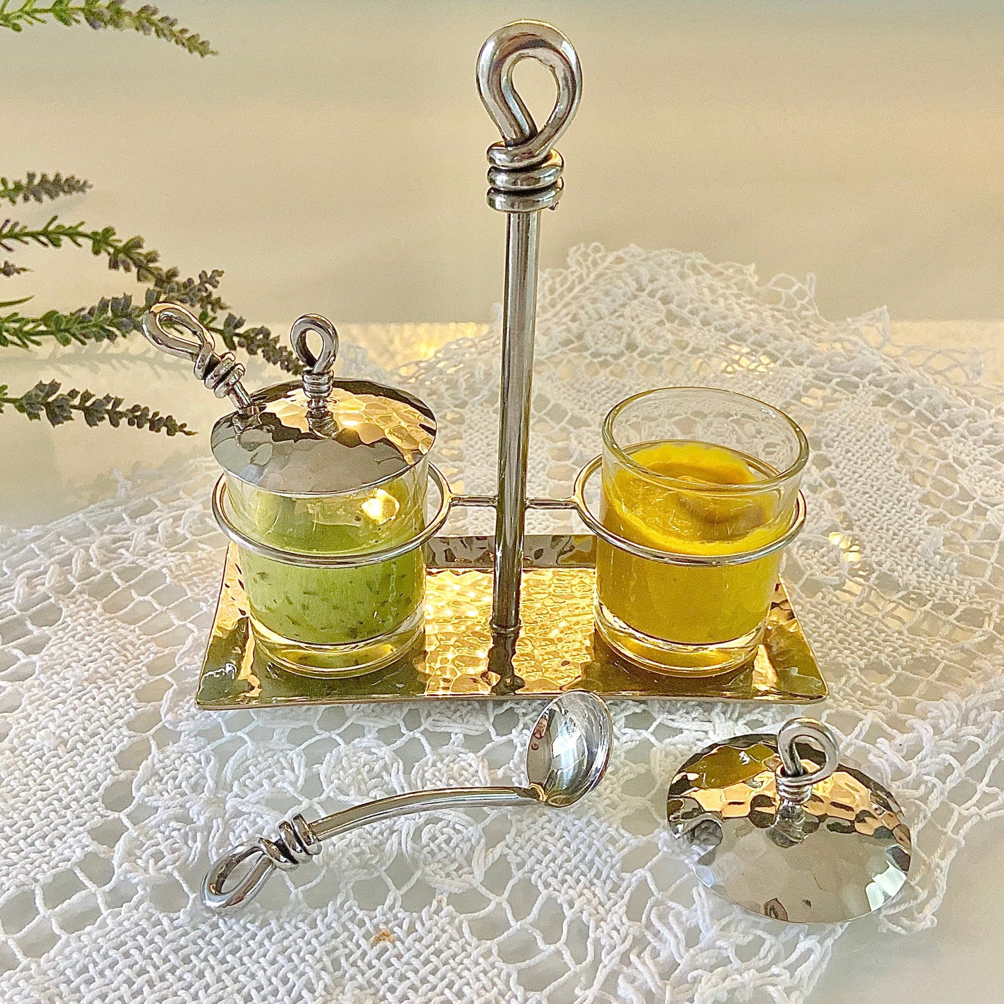 Royal Condiment Caddy, Two Glass Jars