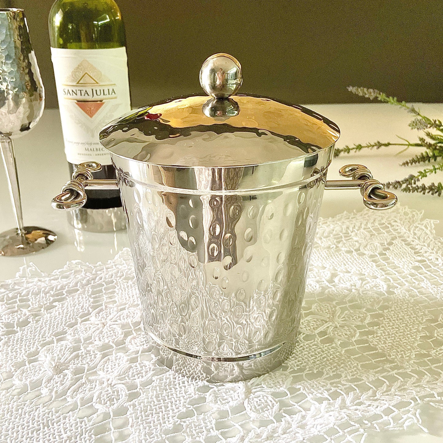 Royal Hammered Ice Bucket,1.2L & Doble wall